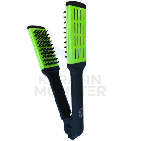 Keratin Tools Расческа зажимная с жёсткой щетиной - зеленая