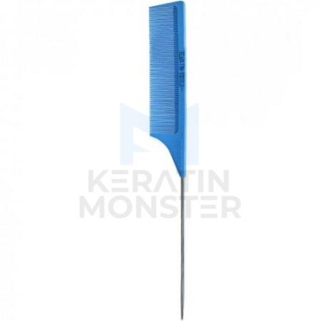 Расчёска карбон с метал. хвостиком Keratin Tools - голубая