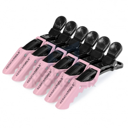 Зажимы пластиковые Keratin Tools 6 шт Пудровые 