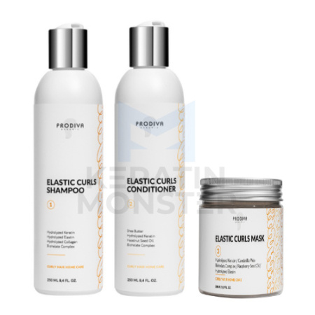 Набор за кудрявыми и вьющимися волосами PRODIVA Elastic Curls Home Care 3x250 мл