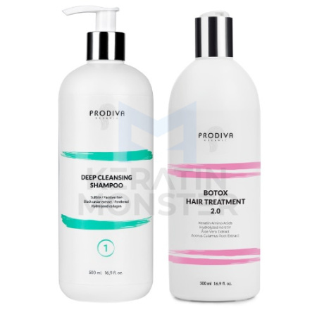 Комплект Глянцевый ботокс для волос PRODIVA Botox Hair Treatment 2.0 + ШГО 500500 мл