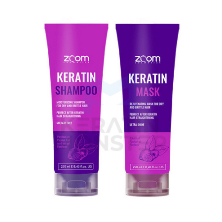 Комплект для домашнего ухода ZOOM Keratin Shampoo 250 ml + ZOOM Keratin Mask 250 ml