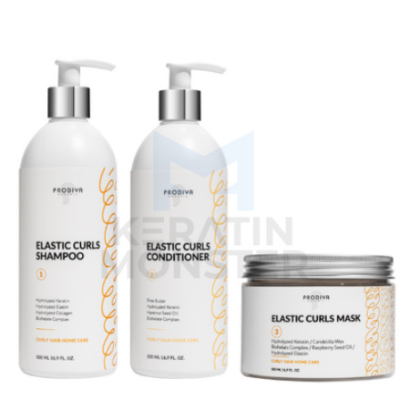 Набор за кудрявыми и вьющимися волосами PRODIVA Elastic Curls Home Care 3x500 мл